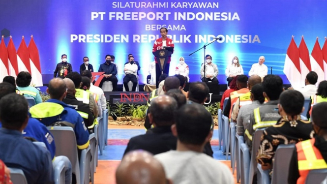 Presiden Jokowi saat silaturrahmi dengan karyawan PT Freeport Indonesia