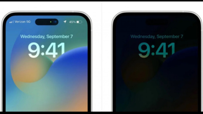 Layar iPhone 14.