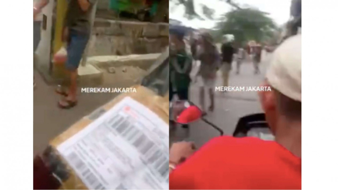 Kurir menerobos tawuran untuk antar paket