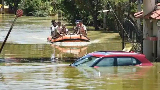 Floods in Bangalore, India.