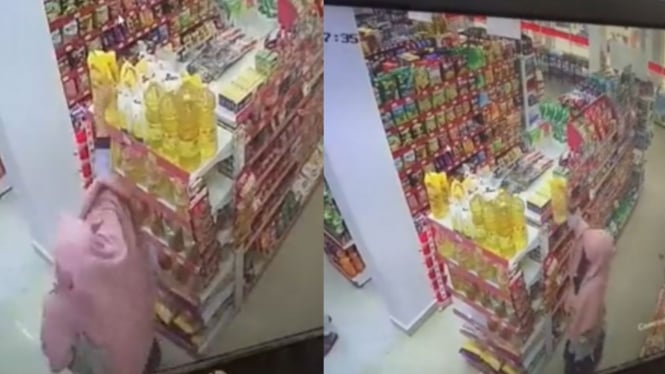 Viral Wanita Bercadar Curi Minyak Goreng di Minimarket