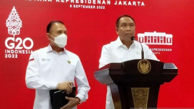 Ketua Umum PSSI Mochamad Iriawan dan Menpora Zainudin Amali.