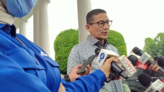 Politikus Partai Gerindra sekaligus Menteri Pariwisata dan Ekonomi Kreatif Sandiaga Uno di Istana Kepresidenan Jakarta, Kamis, 8 September 2022.