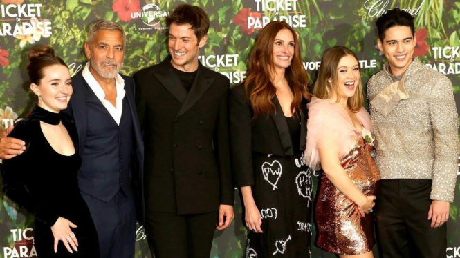 Maxime Bouttier, Julia Roberts, George Clooney, dan pemain Ticket to Paradise 