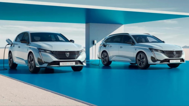 ilustrasi gambar dua mobil listrik dari Peugeot