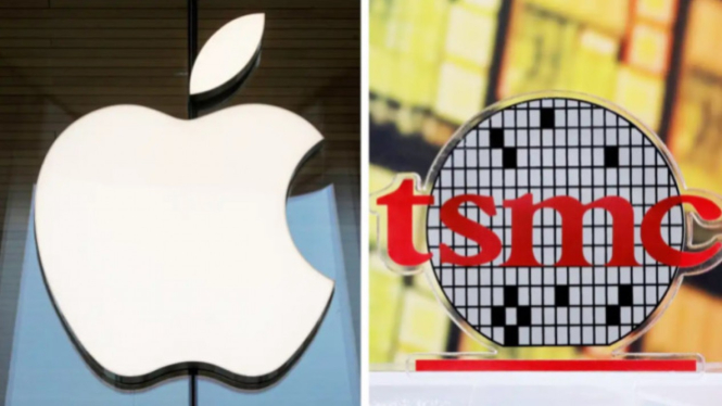 Logo Apple dan TSMC.