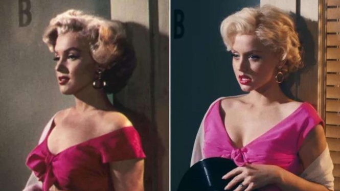 Marilyn Monroe (kiri) dan Ana de Armas dalam film Blonde