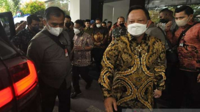 Menteri Dalam Negeri Tito Karnavian saat berada di Kota Palu, Provinsi Sulawesi Tengah, Sabtu, 17 September 2022.