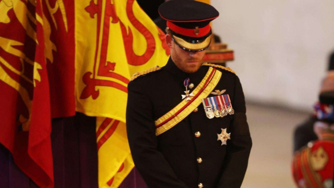 Prince Harry at Queen Elizabeth II's funeral.