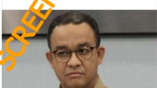 Jepretan layar sebuah akun Twitter mengunggah foto Gubernur DKI Jakarta Anies Baswedan
