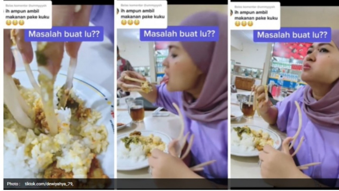 Makan dengan kuku super panjang