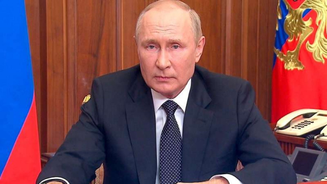 Presiden Putin saat melakukan siaran umumkan mobilisasi parsial militer