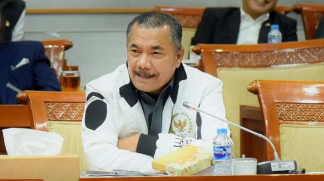 Member of Commission III of the Indonesian Parliament, Sarifuddin Supsing during the working meeting of Commission III of the Indonesian Parliament