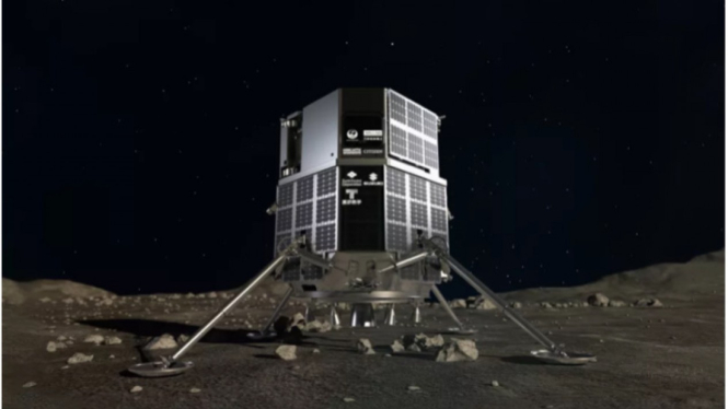 Ilustrasi iSpace Lander di Bulan.