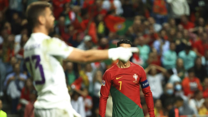 Cristiano Ronaldo saat UEFA Nations League Portugal vs Spanyo
