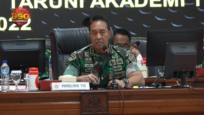 Panglima TNI Jenderal Andika Perkasa saat memimpin sidang penerimaan taruna TNI