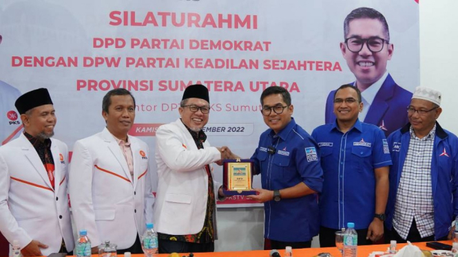Ketua DPD Demokrat Sumut, M Lokot Nasution silaturahmi dengan elite PKS Sumut.