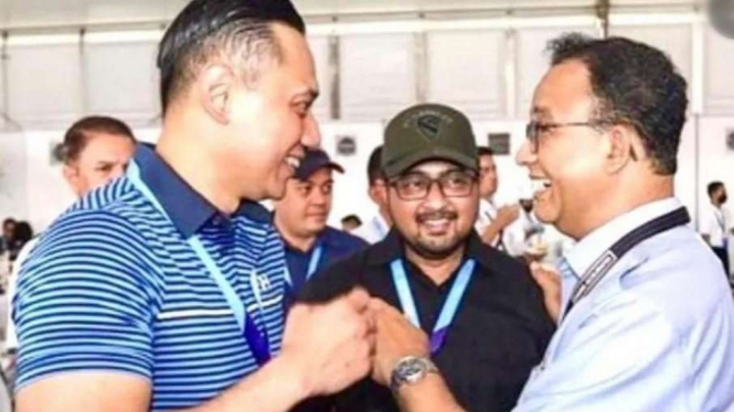 Ketua Umum Demokrat Agus Harimurti Yudhoyono (AHY) dan Anies Baswedan.