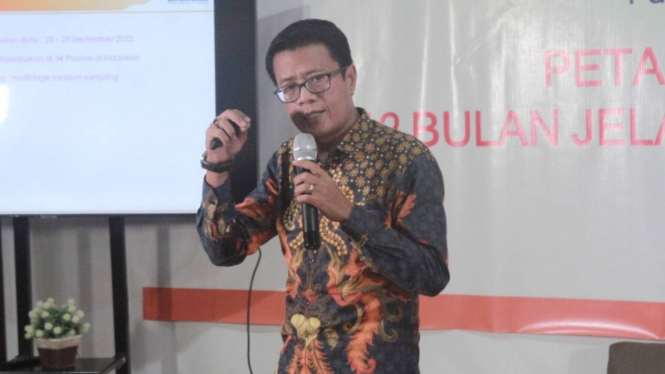 Direktur Eksekutif Skala Survei Indonesia (SSI) Abdul Hakim saat paparan survei.