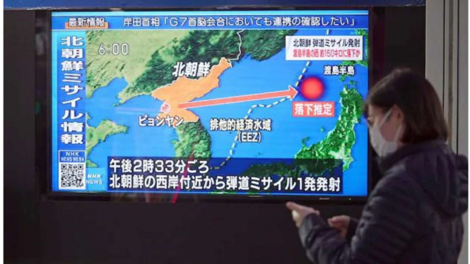 Pemberitahuan berita Jepang mengenai misil Korea Utara 