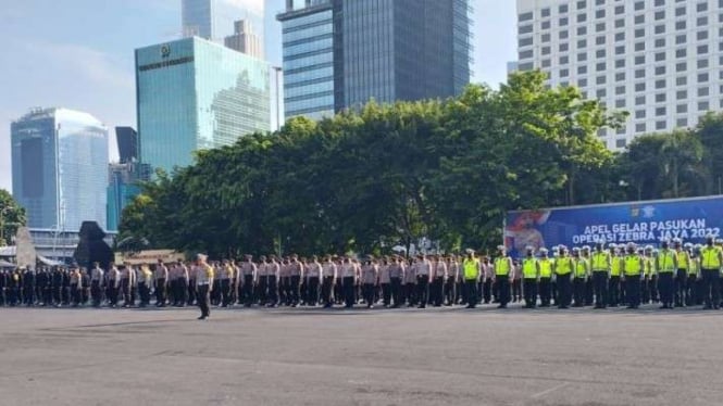 Polda Metro Jaya gelar apel kesiapan pengamanan P20 di Mapolda Metro Jaya.