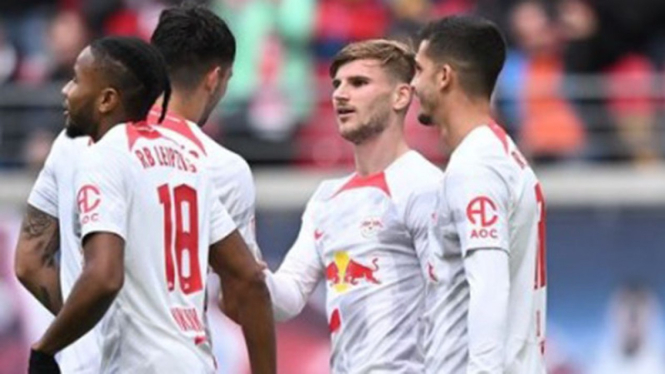 Selebrasi pemain RB Leipzig