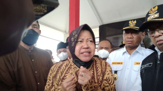 Menteri Sosial Tri Rismaharini di Kabupaten Tulungagung, Jawa Timur.