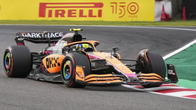 Pembalap McLaren, Lando Norris dalam Kualifikasi F1 GP Jepang