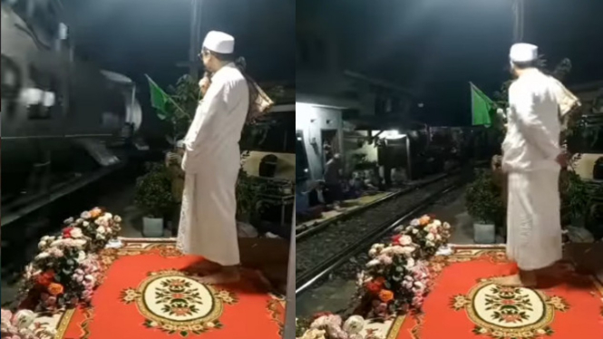 Viral Pengajian Maulid Nabi Terhenti Gara-gara Kereta Api Lewat  