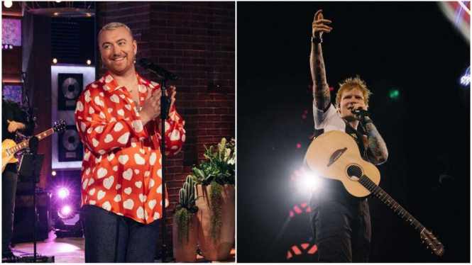 kolase foto Sam Smith dan Ed Sheeran