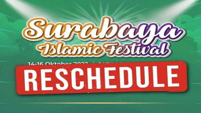 Poster Penundaan Surabaya Islamic Festival yang diunggah Hijrahfest 2022