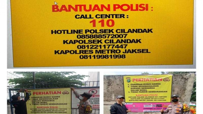 Polsek Cilandak memasang spanduk imbauan dan nomor telepon