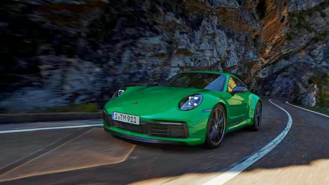 Ilustrasi gambar mobil supercar Porsche 911 Carrera T baru
