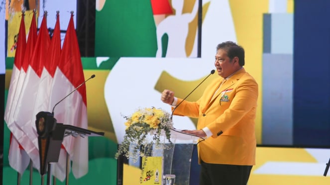 Ketua Umum Partai Golkar Airlangga Hartarto di HUT Golkar ke-58