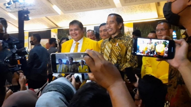 Presiden Jokowi usai menghadiri HUT ke 58 Partai Golkar