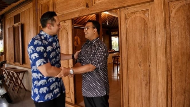 Ketum Partai Demokrat AHY berkunjung ke rumah Anies Baswedan di Lebak Bulus