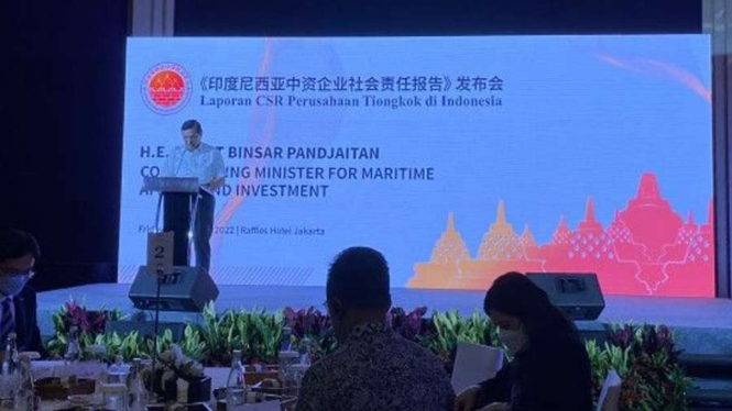 Menko Marves, Luhut Pandjaitan di dalam Peluncuran Laporan Kegiatan CSR China.