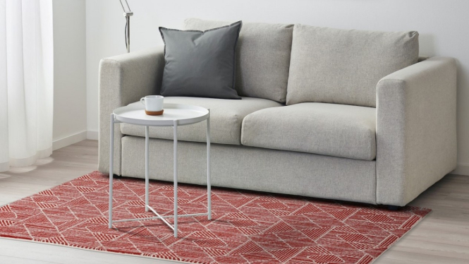 Ilustrasi ruang tamu dengan karpet