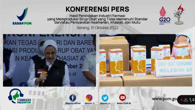 Konferensi pers BPOM terkait obat sirup yang mengandung EG dan DEG