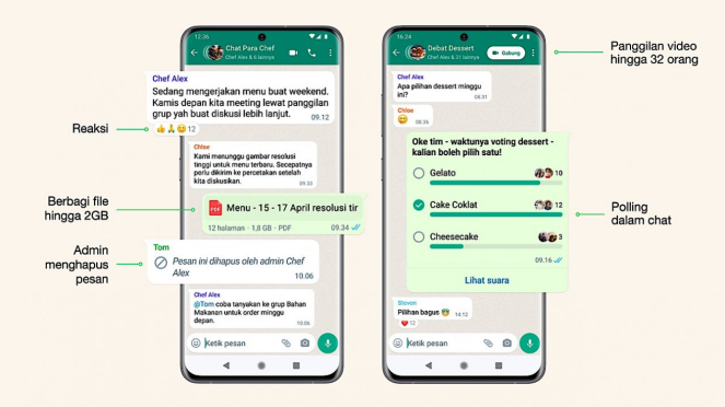 Beberapa fitur baru yang diumumkan WhatsApp.