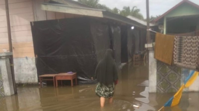 Banjir menggenangi rumah penduduk di Kota Subulussalam, Aceh, Kamis (3/10/2022).