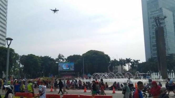 Drone Milik Pemprov DKI Jakarta di Arena Car Free Day (CFD)