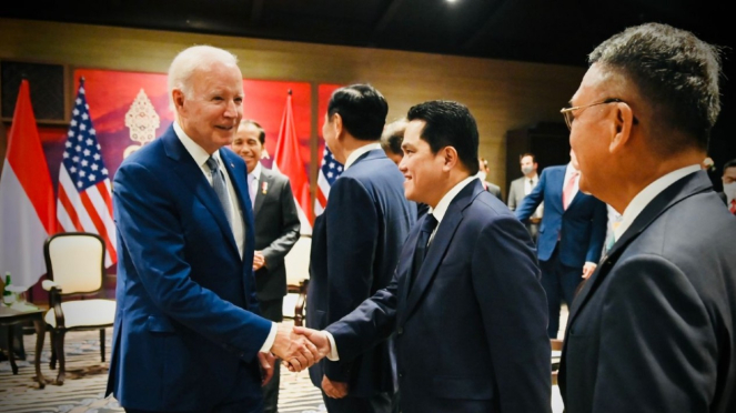 Presiden AS Joe Biden dan Erick Thohir.