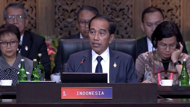 Presiden Jokowi saat membuka KTT G20 di Bali, Indonesia.