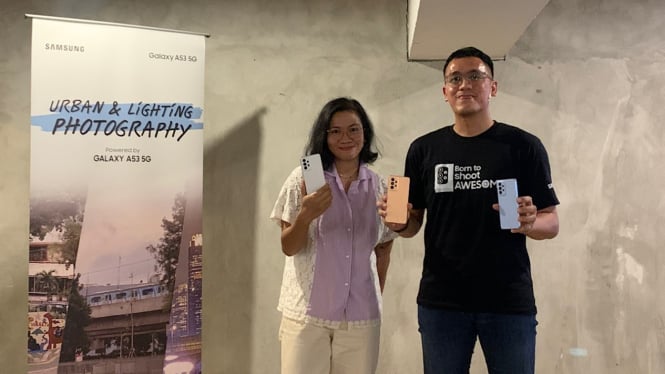 Putri Anindya dalam workshop Samsung Galaxy A53 5G.