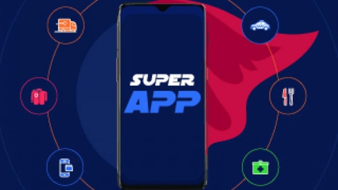Aplikasi super atau super app.