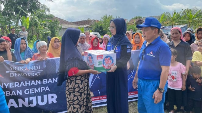 Demokrat salurkan bantuan untuk korban gempa Cianjur.