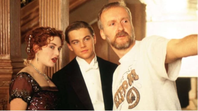 James Cameron, Kate Winslet dan Leonardo DiCaprio