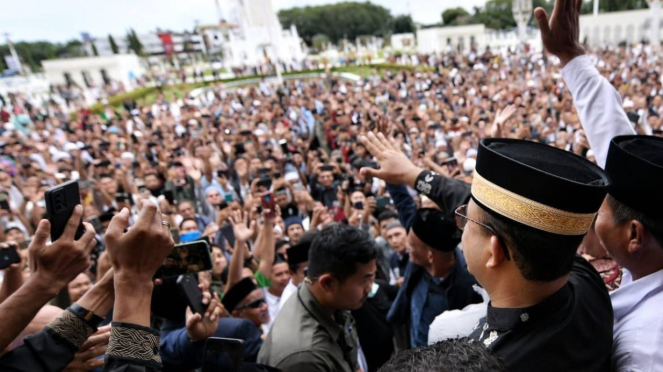 Anies Baswedan saat safari poiitik di Aceh.