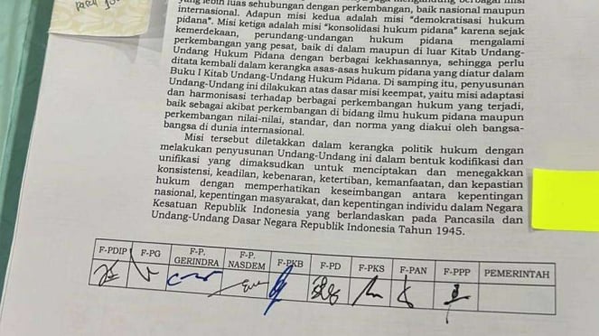 Beleid RKUHP yang sudah ditandatangani 9 Fraksi termasuk PKS.